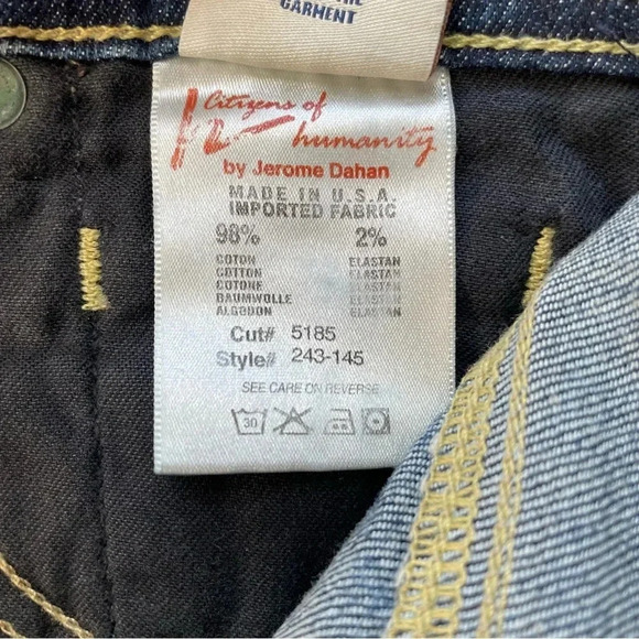 Citizens of Humanity Straight Cut Dark Indigo Blue Wash Denim Jeans Size 26 - Picture 12 of 13